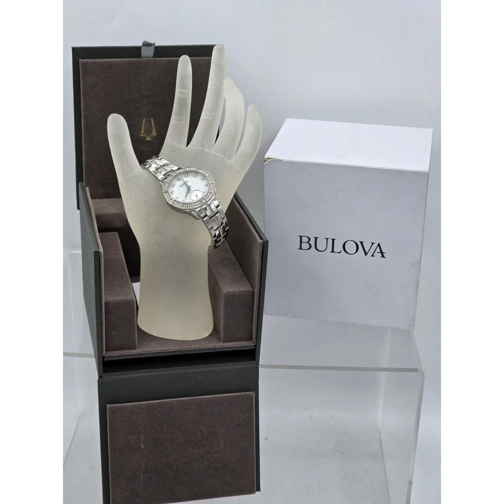 Bulova Ladies' Classic Crystal Stainless Steel 2-Hand 96L291 NEEDS BATT SEE PICS